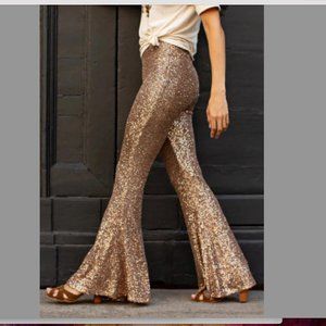 High-Waist Glitter Bell Bottoms (NWT)